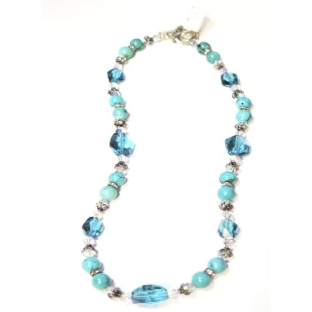 Mosaic Beaded Turquoise & Indocolite Necklace